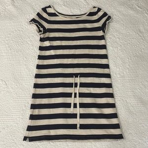Loft Striped Shortsleeved T-Shirt Dress with Adjustable Waistband